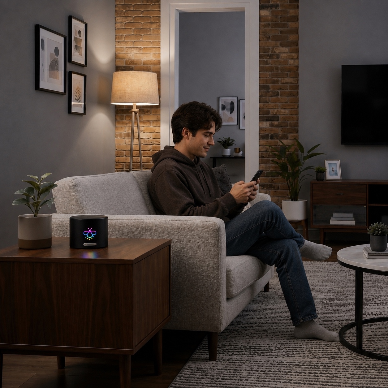 A woman at home with Firefly