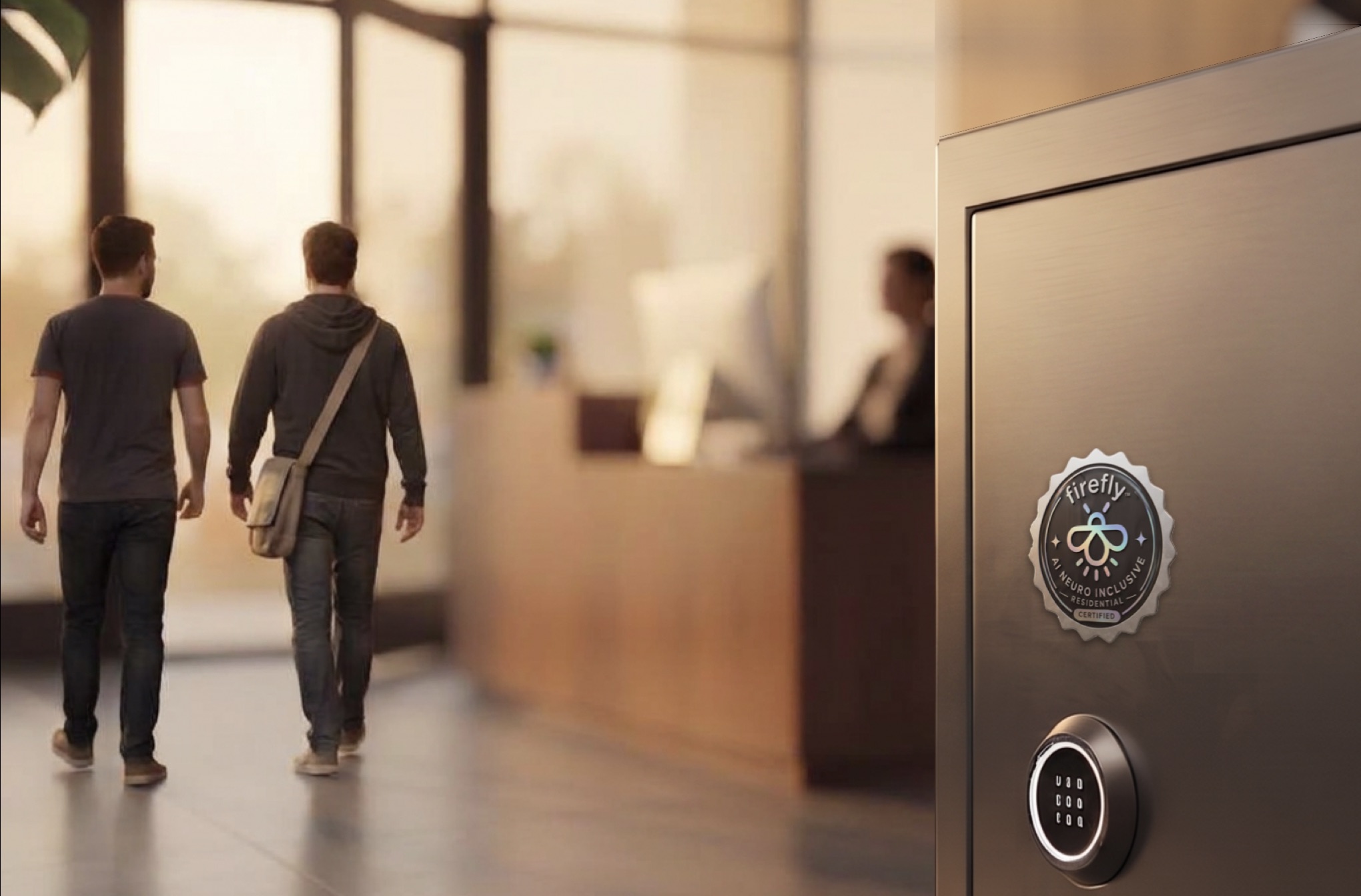 Residents leaving a Firefly-equipped building